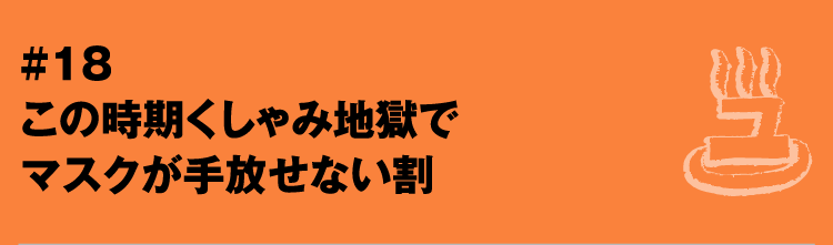 #18 この時期くしゃみ地獄でマスクが手放せない割